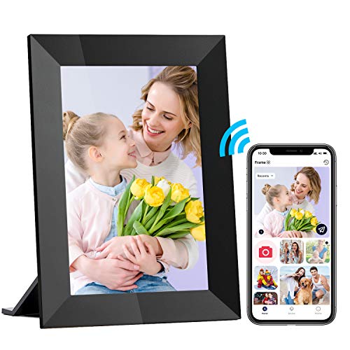 Hyjoy Digitaler Bilderrahmen WLAN 8 Zoll Smart WiFi Digitale Bilderrahmen mit IPS-Touchscreen HD-Display 8GB Speicher Einfaches Einrichten zum Teilen von Fotos oder Videos überall über AiMOR App 